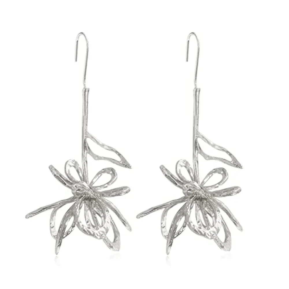 Anthropologie Silver Flowers Earrings